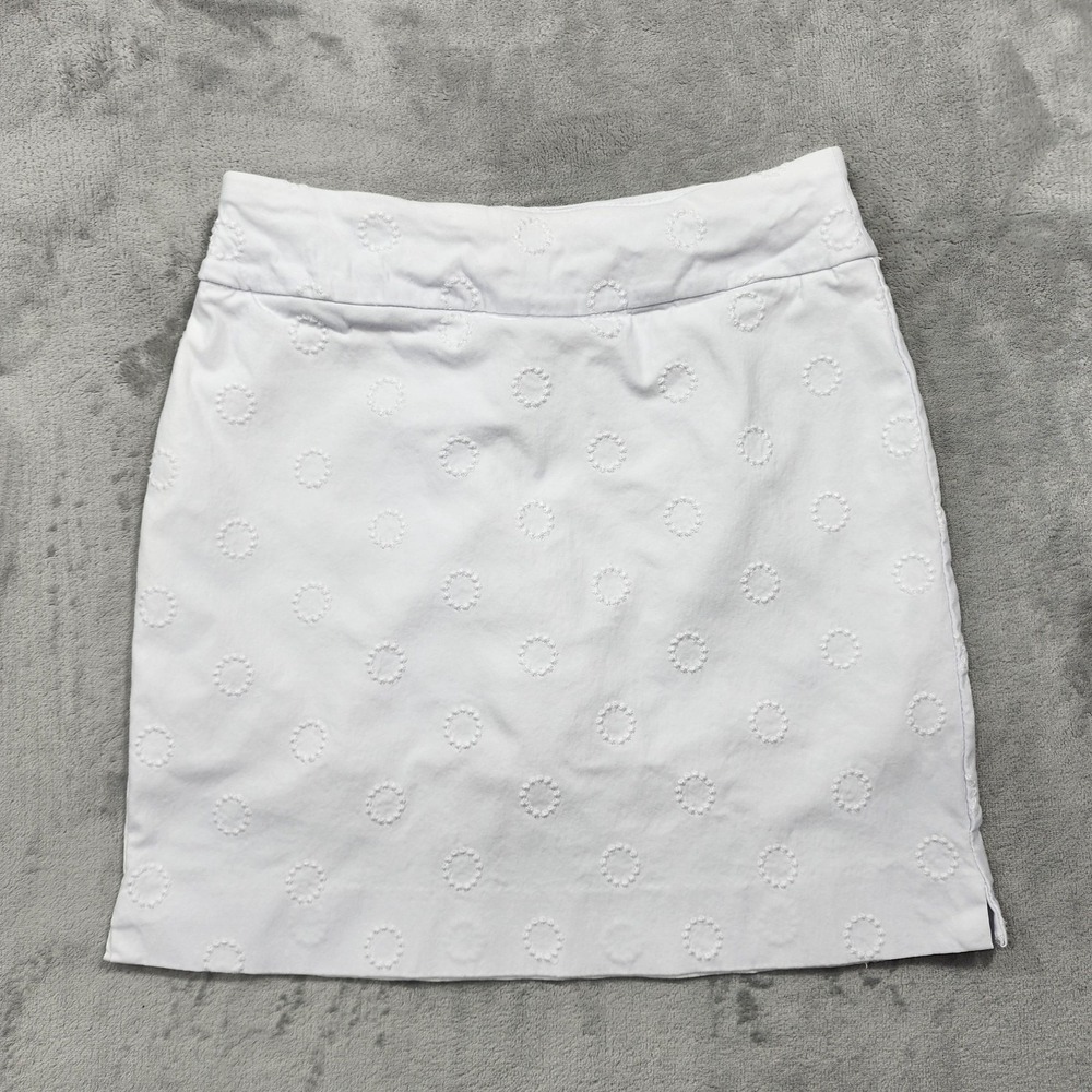 Charter Club Skort Womens 4 White Embroidered Polka Dot Pencil Lined Stretch